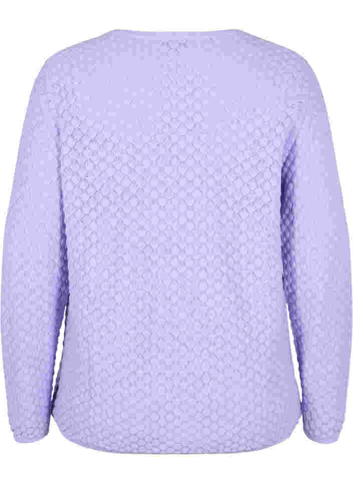 Patterned knitted top with v-neckline, Lavender, Packshot image number 1