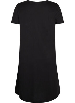 Short-sleeved cotton nightdress , Black W. Silver foil, Packshot image number 1