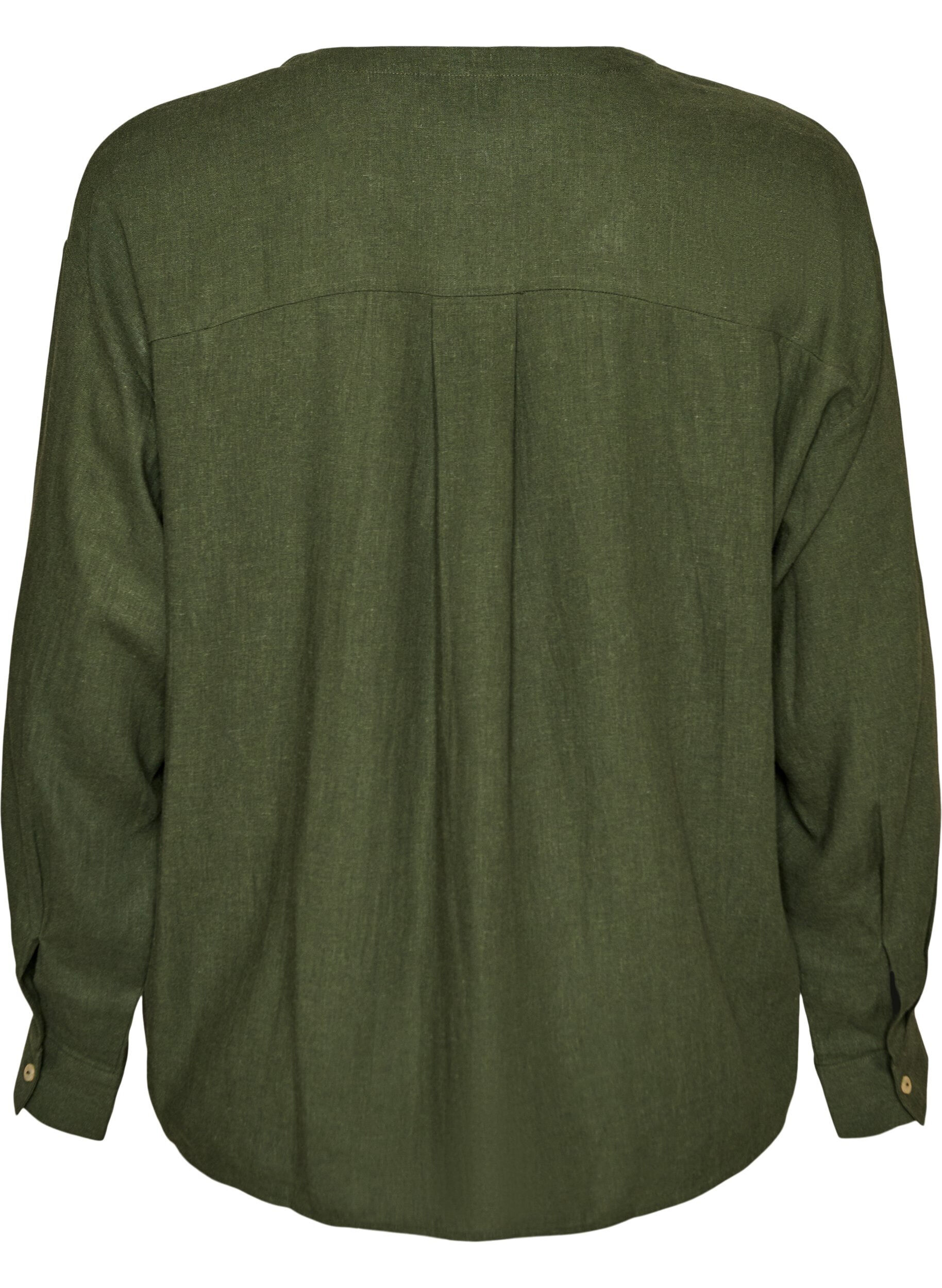 ZizzifashionBlouse in linen and viscose with V-neck, Green, Packshot image number 1