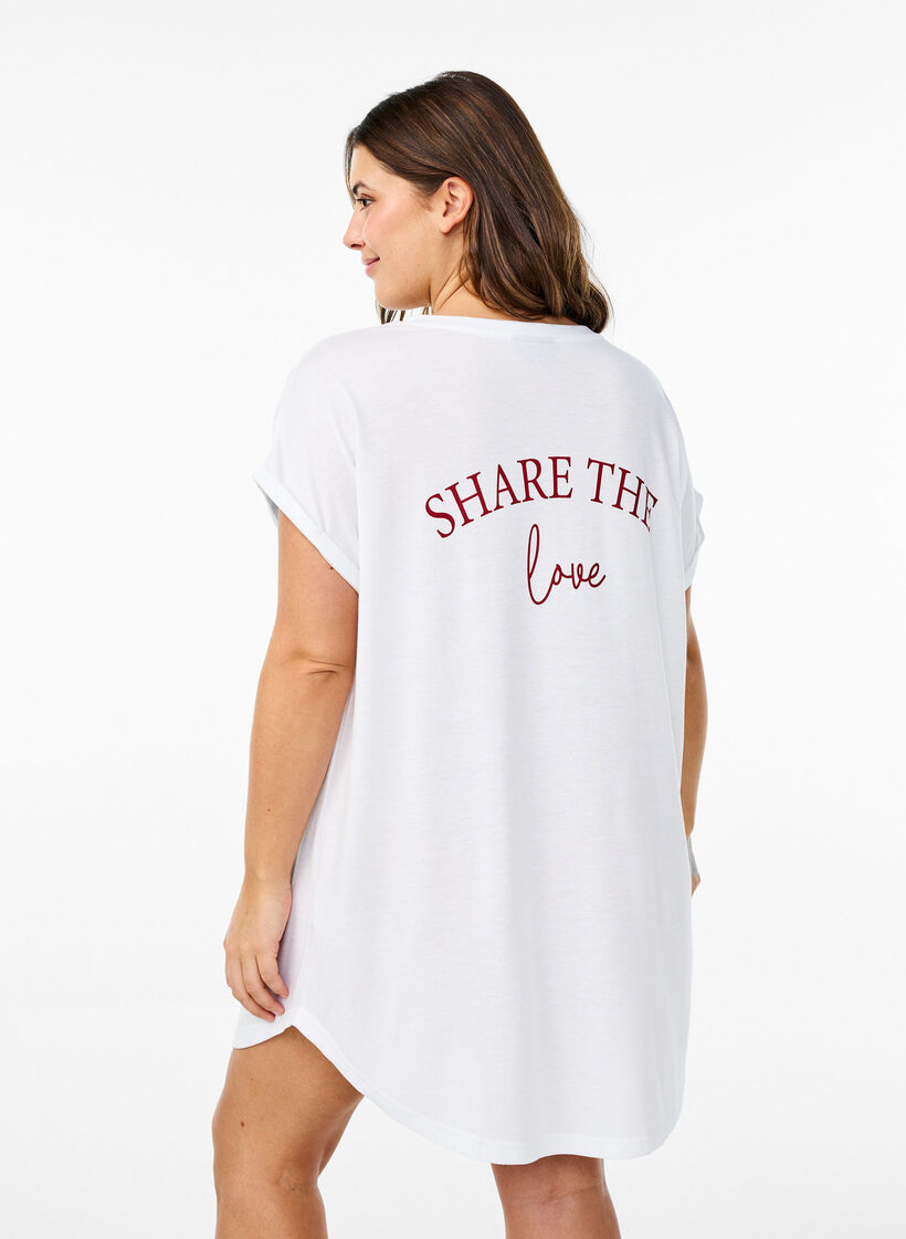 Short sleeve nightgown with text print, , Model image number 2