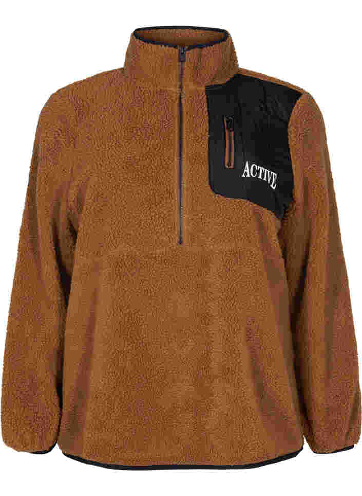 High neck teddy anorak with quilt, Partridge, Packshot image number 0