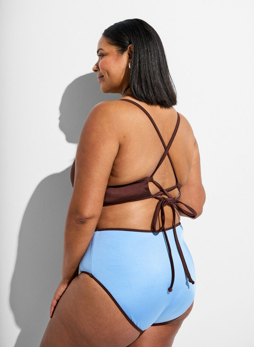 Reversible bikini bottoms with regular waist, Brown, Model image number 1