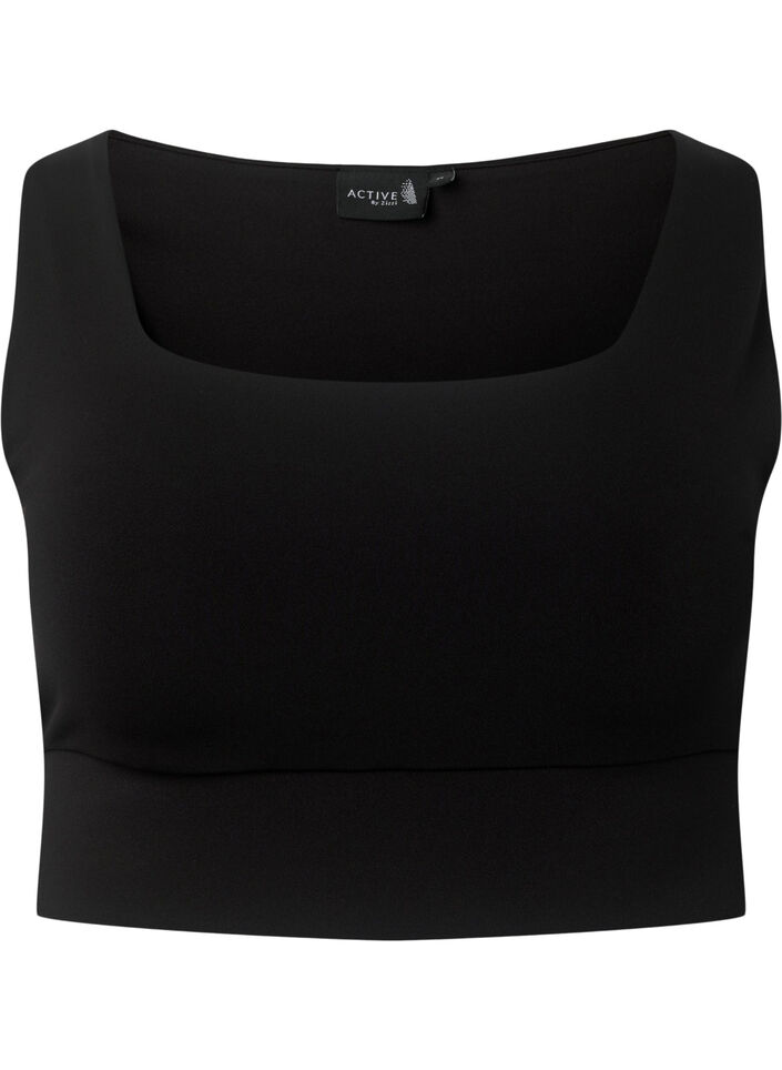 Sports bra with square neckline, Black, Packshot image number 0