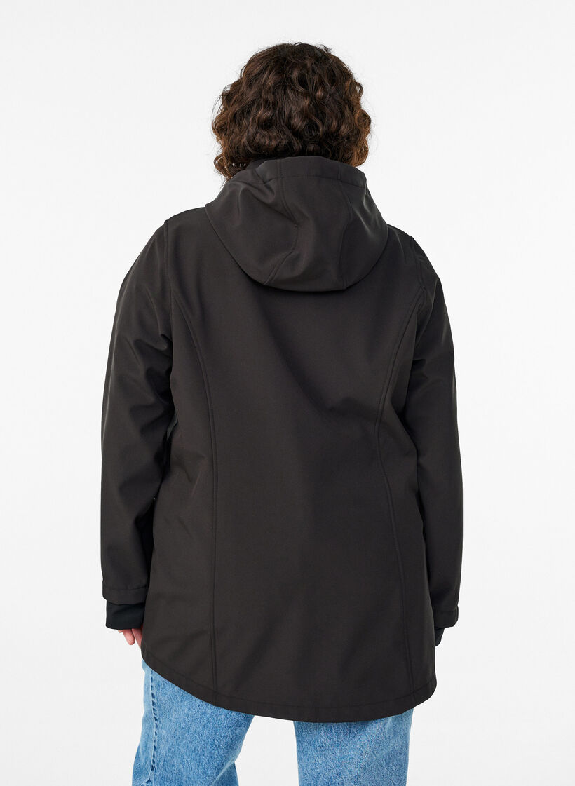 Short softshell jacket with detachable hood, Black, Model image number 2