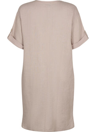 Short-sleeved dress in 100% linen, Sand, Packshot image number 1