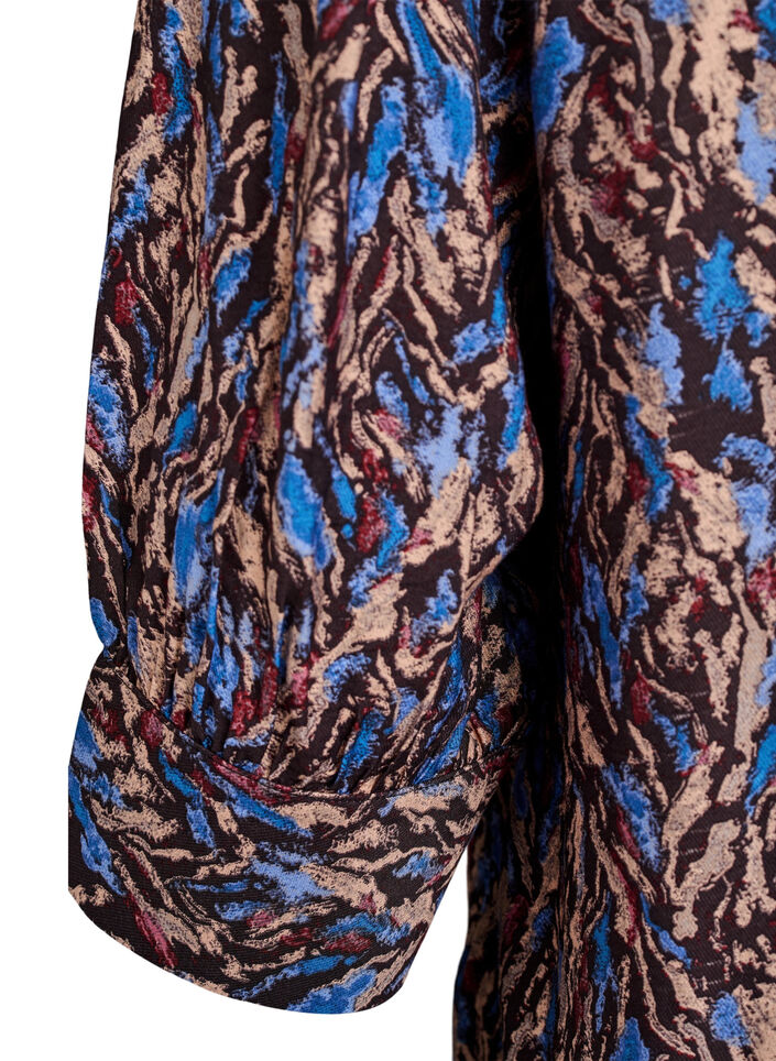 Blouse with V-neck and 3/4-sleeves, Blue, Packshot image number 3