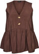 Sleeveless peplum blouse with decorative buttons, Brown, Packshot image number 0