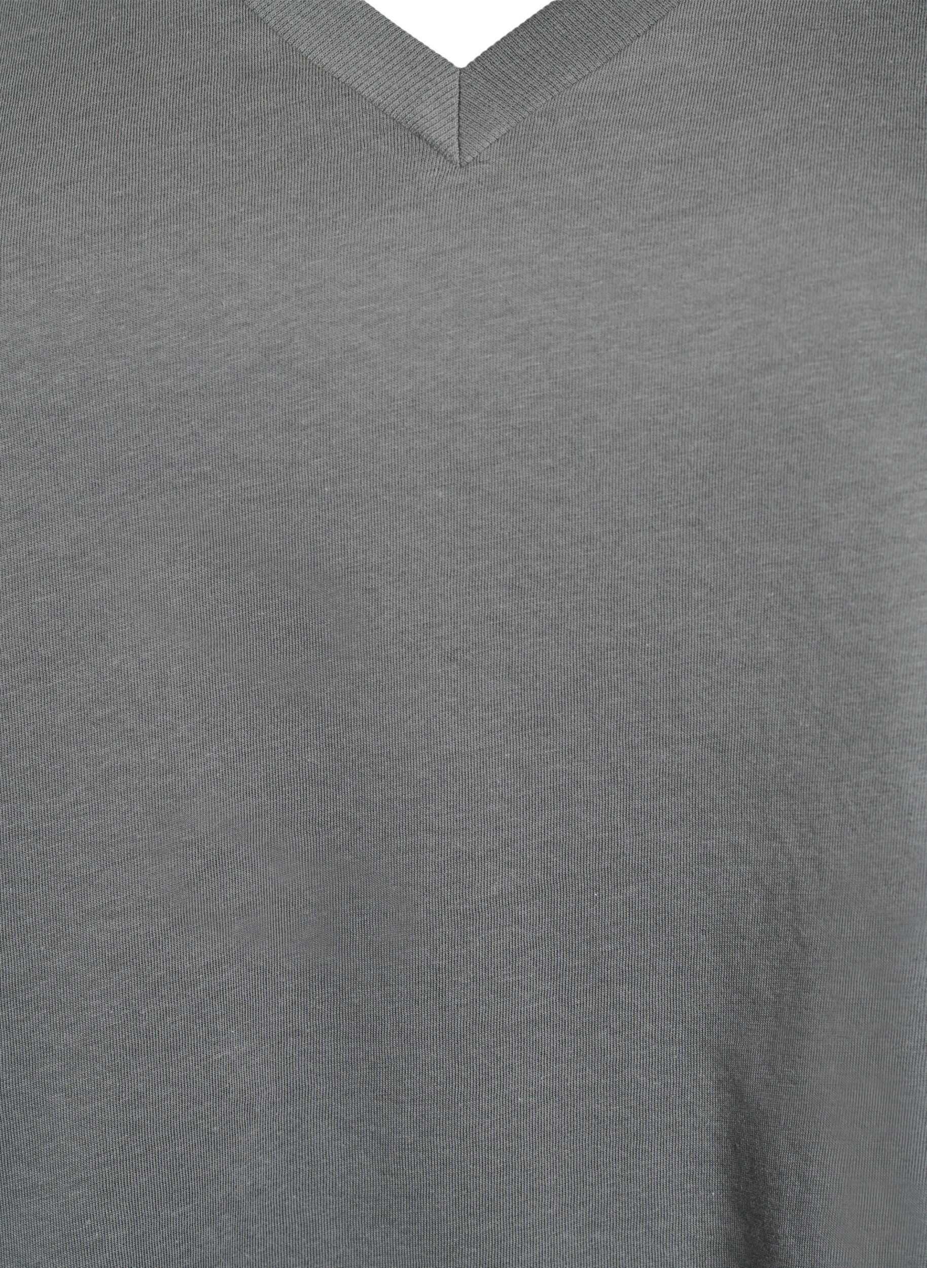 Zizzifashion Basic cotton T-shirt with a V-neck, Green, Packshot image number 2