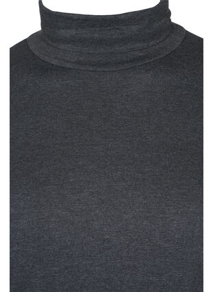 Tight-fitting blouse with turtleneck, Dark Grey Melange, Packshot image number 2