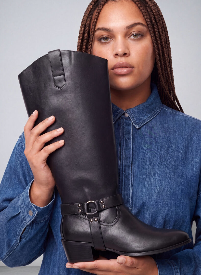 Long boot with detachable shaft, Black, Image image number 0