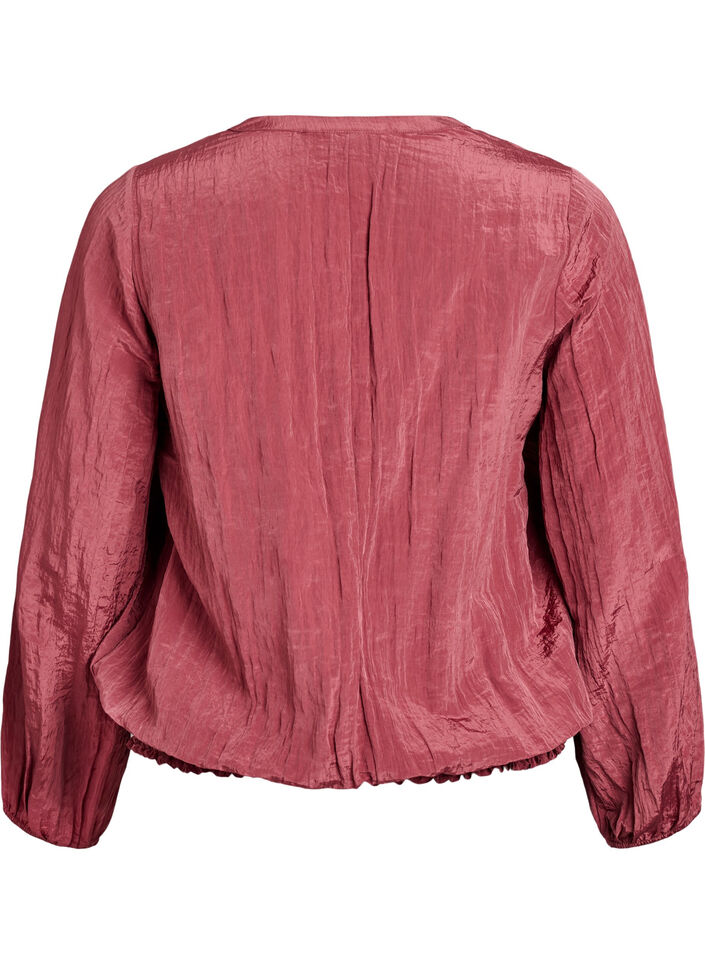 Blouse with V-neck and crinkled texture, Rose, Packshot image number 1