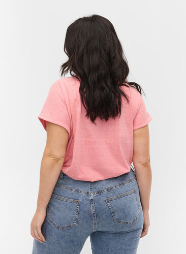 Mottled t-shirt in cotton, Blush Mel, Model image number 1