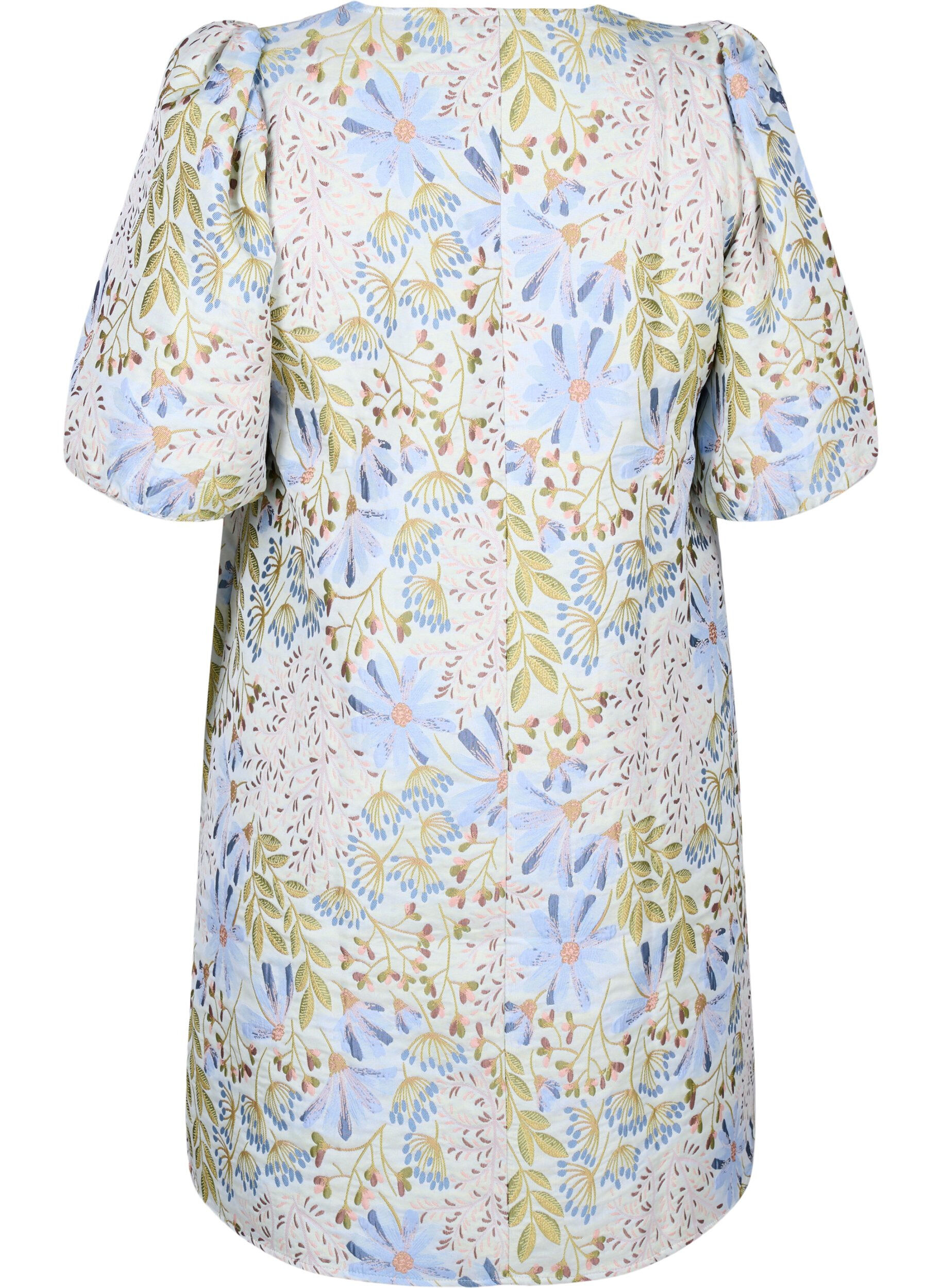 Zizzifashion Jacquard dress with 1/2 sleeves, Wild Flower AOP, Packshot image number 1