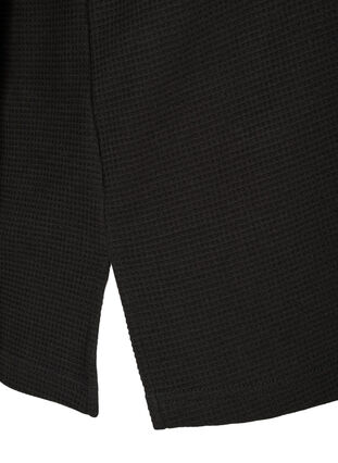 Cotton blouse with V-neck and 3/4 sleeves, Black, Packshot image number 3