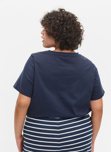 Short sleeved pyjama t-shirt in cotton, Navy Blazer w. Heart, Model image number 1