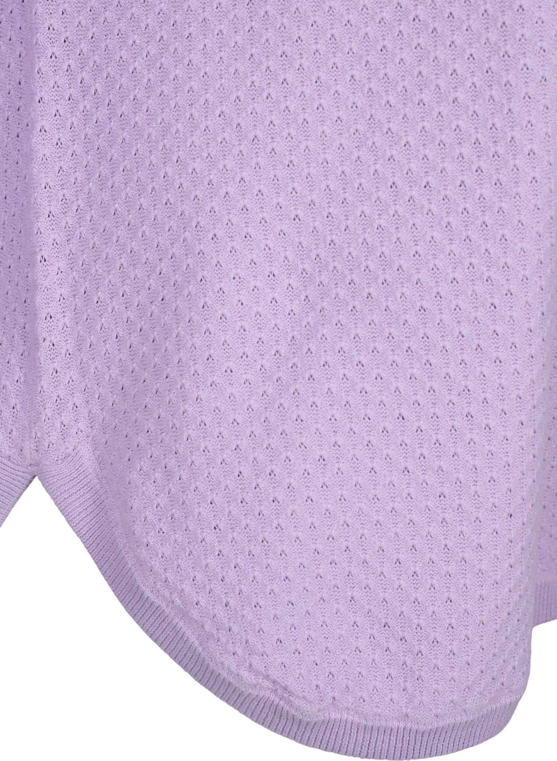 Zizzifashion Pullover in organic cotton with texture pattern, Lavender, Packshot image number 3