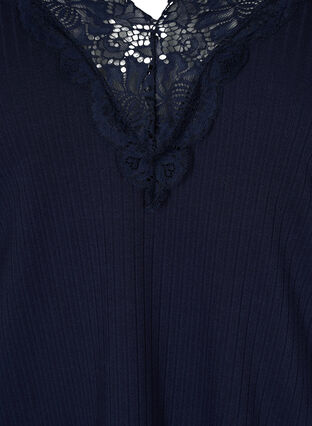 Blouse with 3/4 sleeves and lace details, Navy Blazer, Packshot image number 2