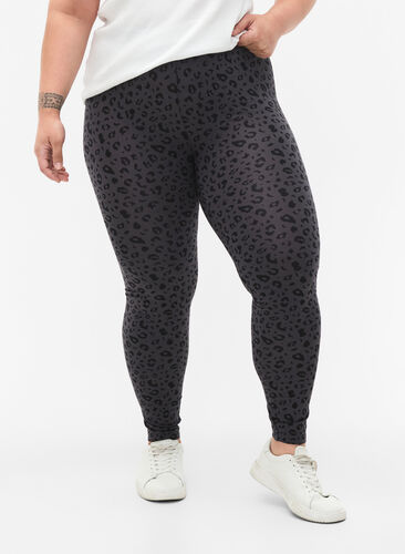 Viscose leggings with leopard print, Grey Leo, Model image number 0