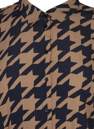 Long patterned viscose shirt, Brown Houndsthooth, Packshot image number 2