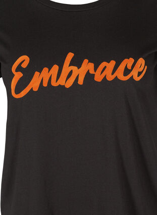 Short-sleeved cotton t-shirt with print, Black Embrace, Packshot image number 2