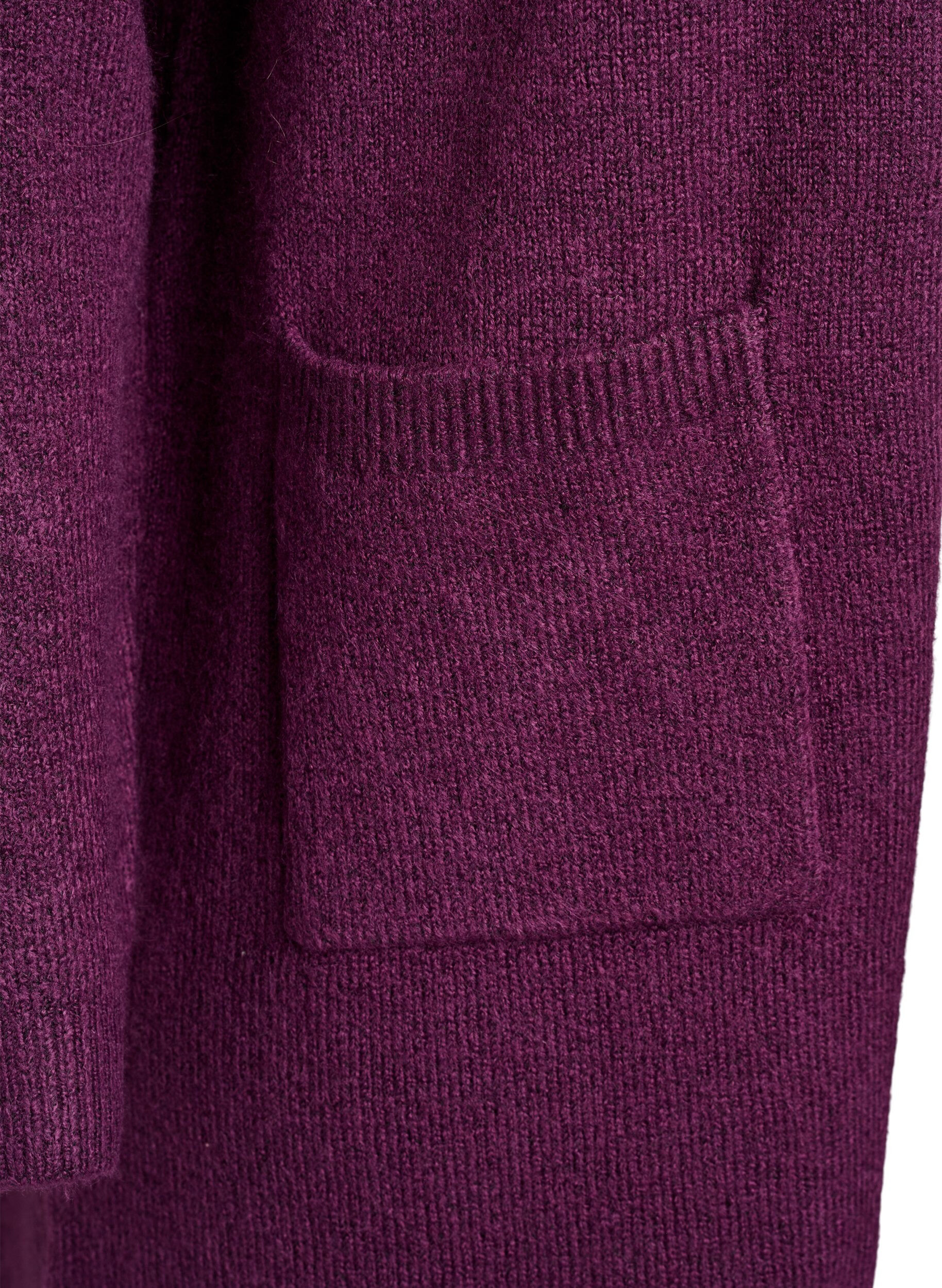Zizzifashion Long knitwear cardigan with pockets, Purple, Packshot image number 2
