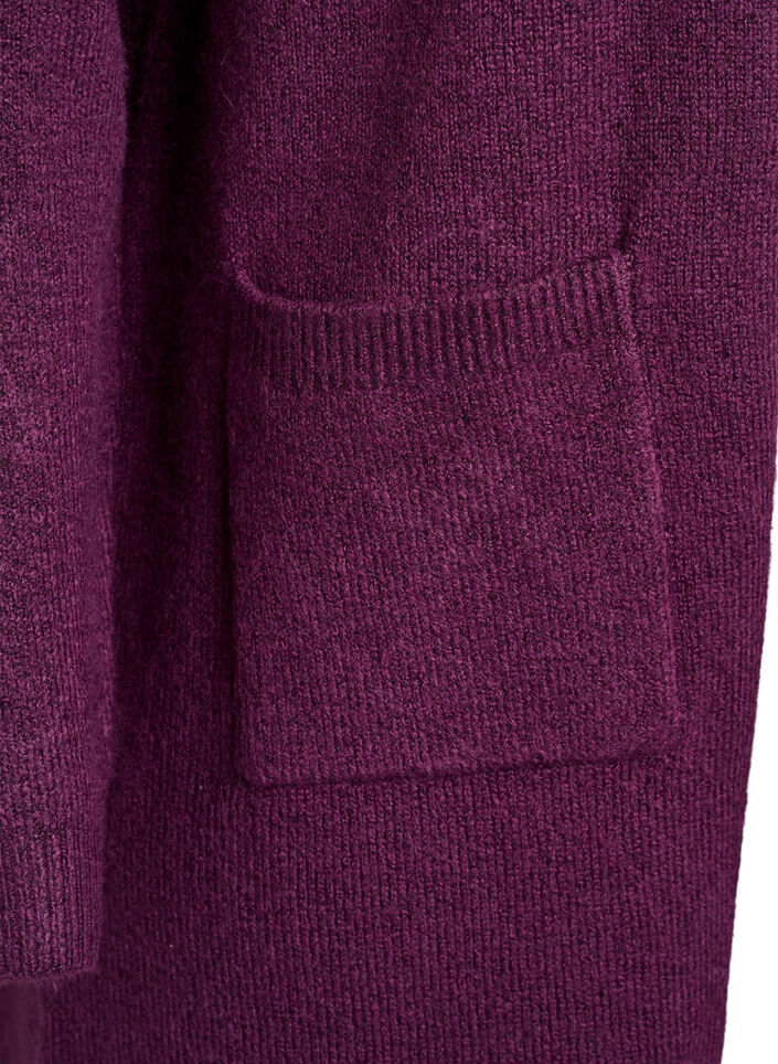 Long knitwear cardigan with pockets, Purple, Packshot image number 2