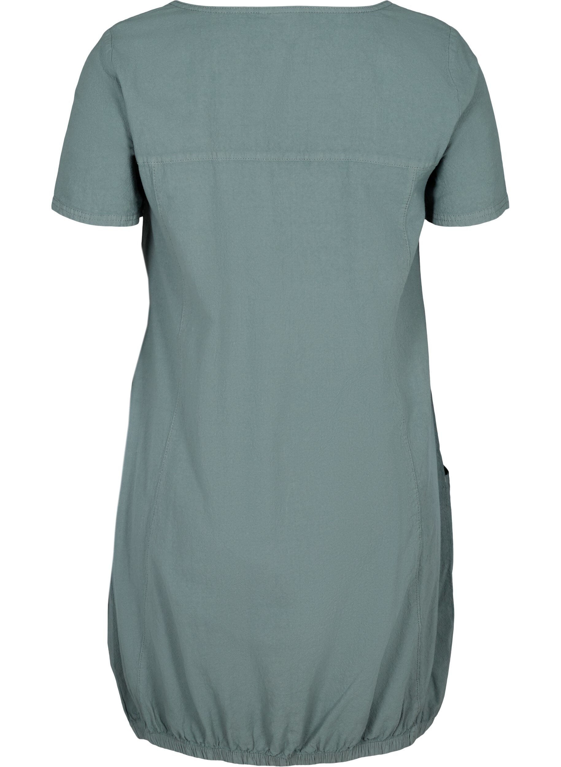 Zizzifashion Short-sleeved cotton dress, Green, Packshot image number 1