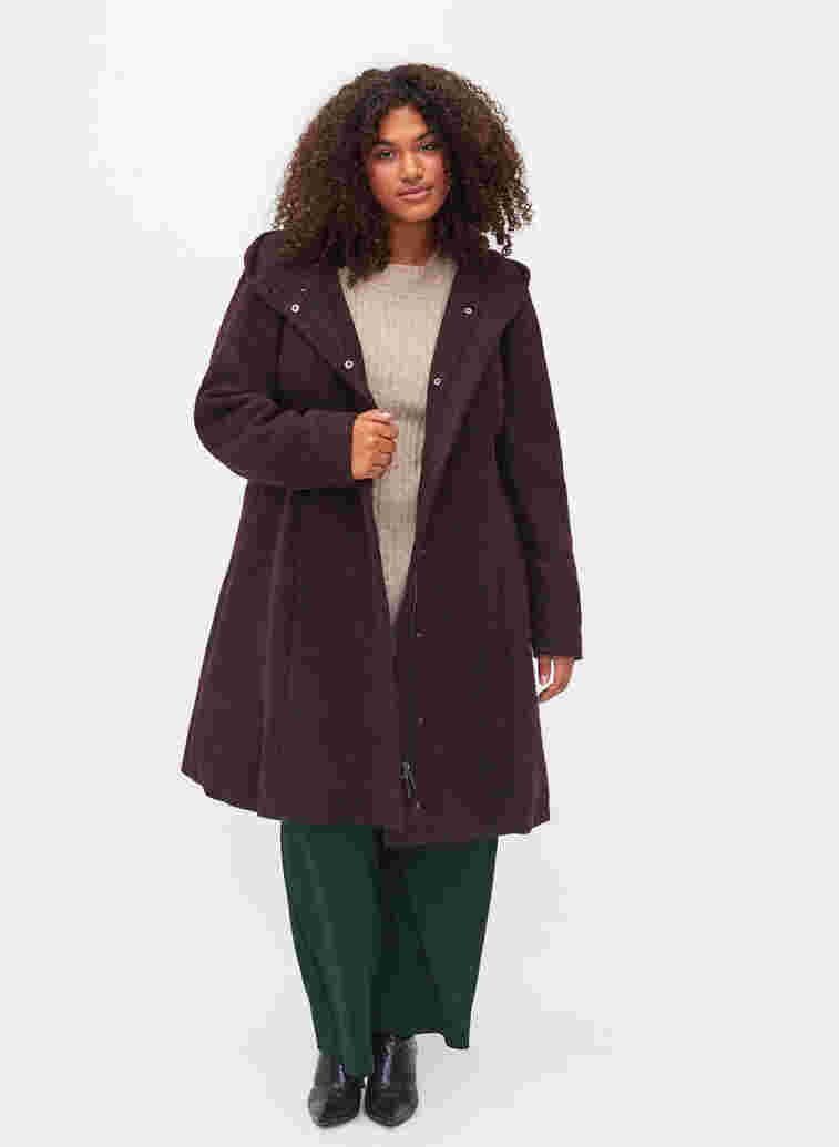 Coat with a hood and A-line cut, Port Royal Mel., Model image number 2