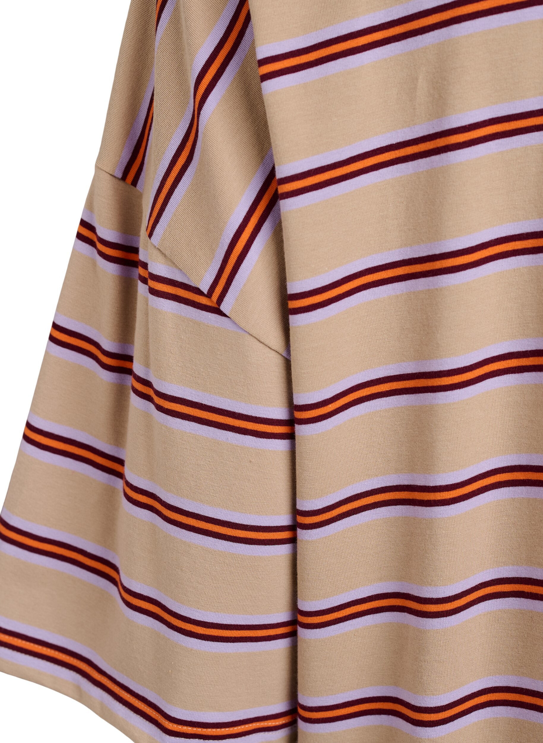 Zizzifashion Oversized T-shirt with stripes and 1/2 sleeves, Beige, Packshot image number 3