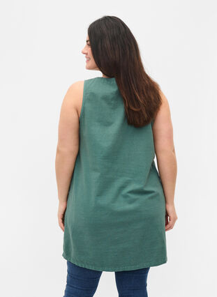 Sleeveless cotton tunic with buttons, Sea Pine, Model image number 1