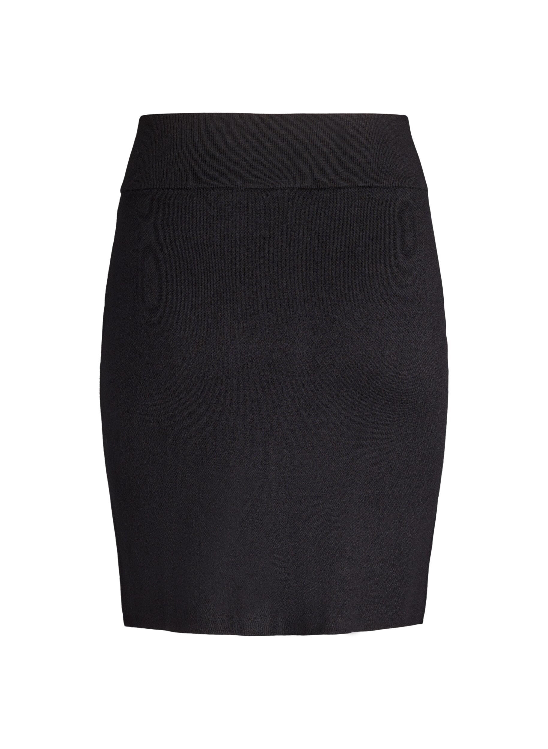 Zizzifashion Short knit skirt with a wide waistband, Black, Packshot image number 1