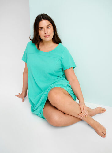 Short-sleeved cotton dress, Aqua Green, Image image number 0