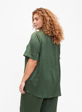 Long shirt with textured pattern, Duck Green, Model image number 1