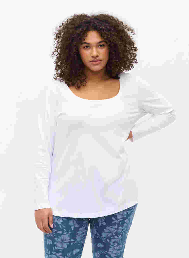 Basic cotton blouse 2-pack, Ultramarine/White, Model image number 0