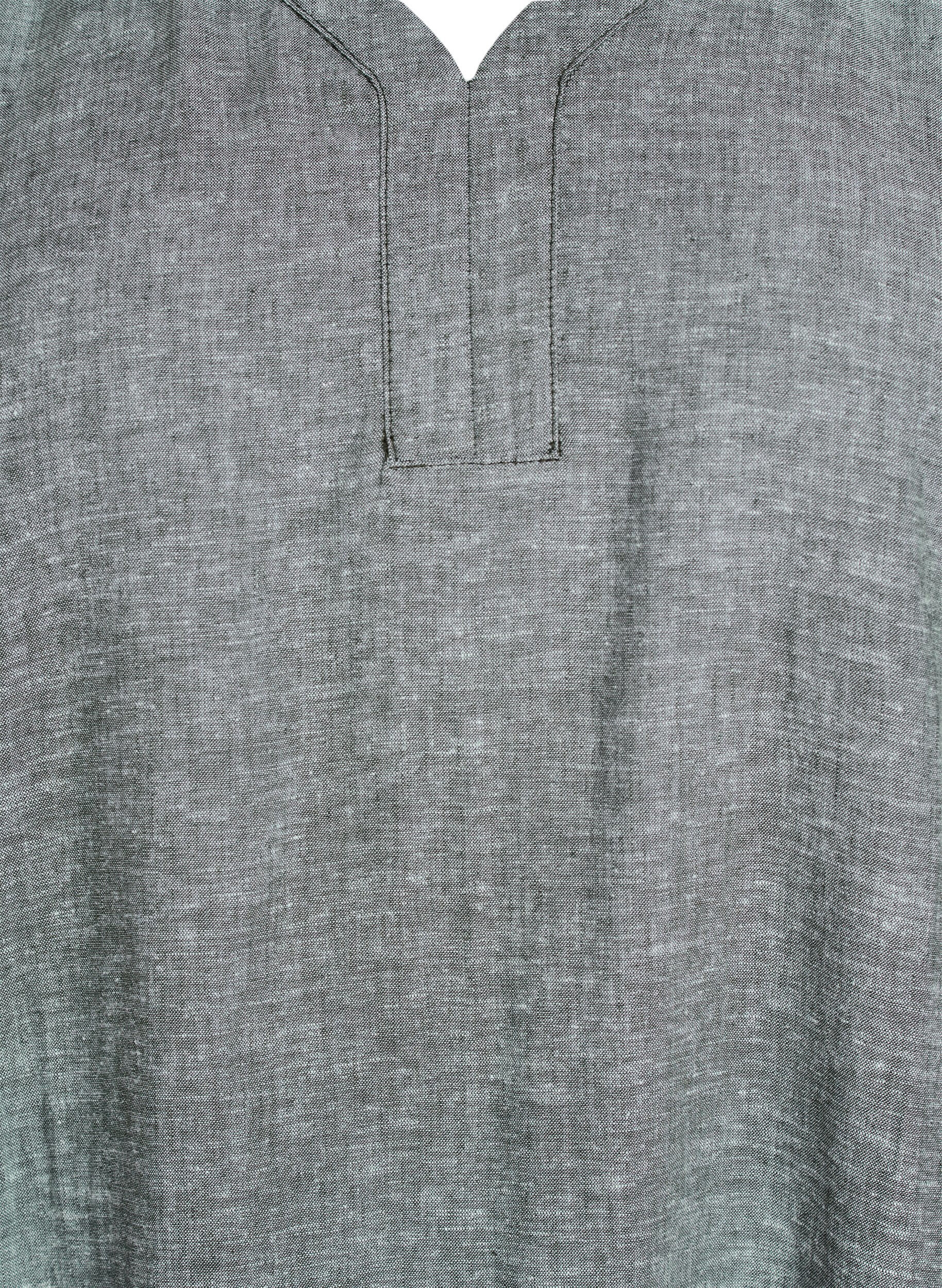 Zizzifashion Midi dress in linen and viscose with short sleeves, Green, Packshot image number 2