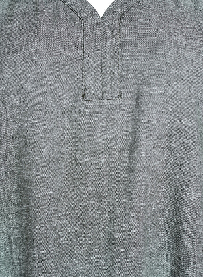 Midi dress in linen and viscose with short sleeves, Green, Packshot image number 2