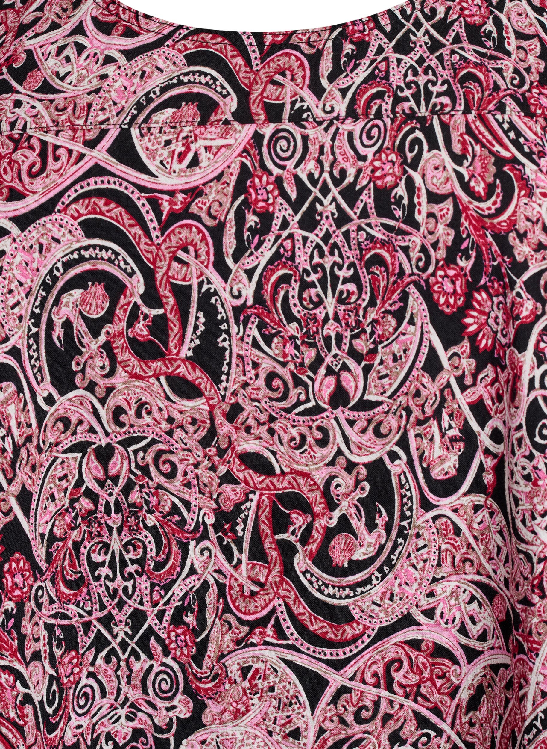 ZizzifashionShort-sleeved cotton dress with print, Black, Packshot image number 2