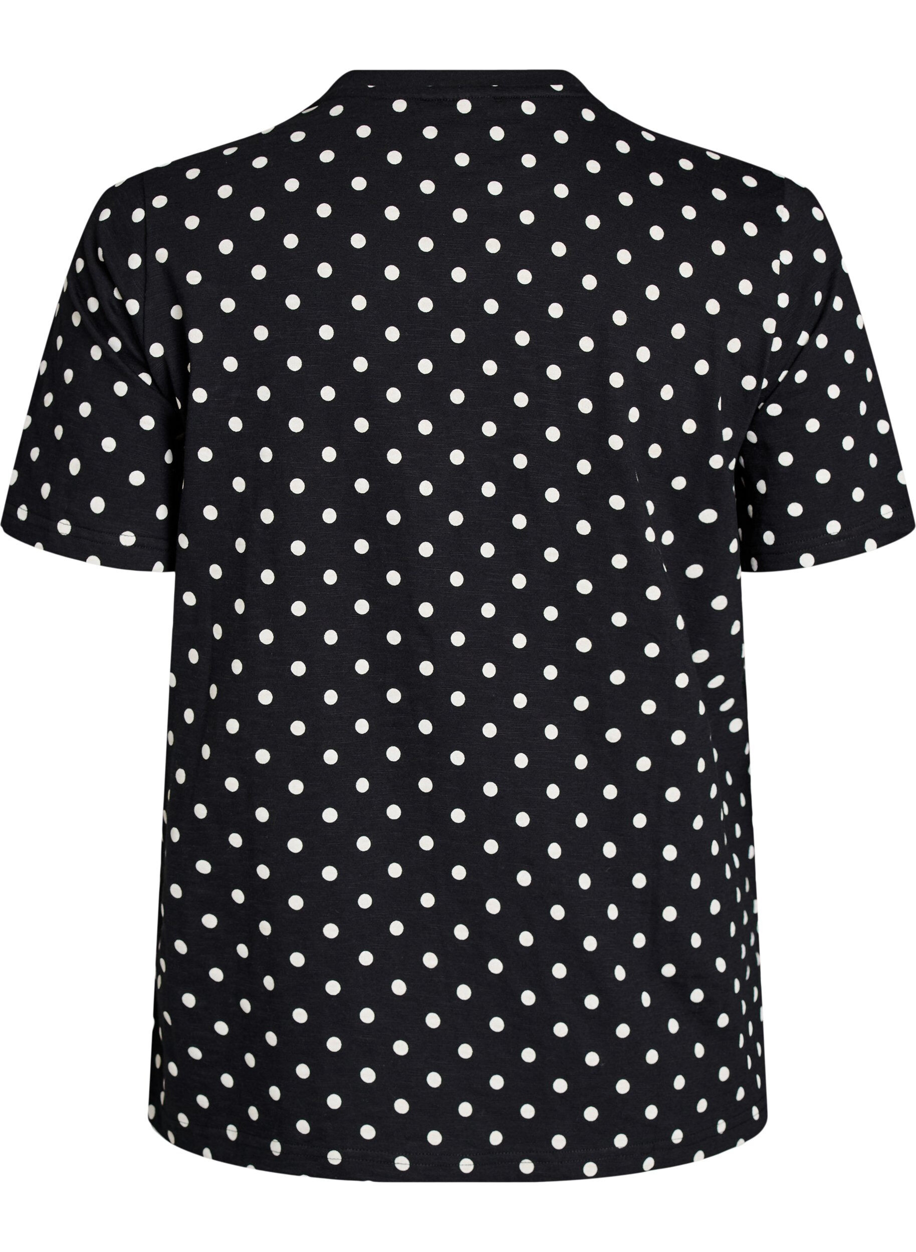 ZizzifashionPolka dot cotton T-shirt, Black, Packshot image number 1