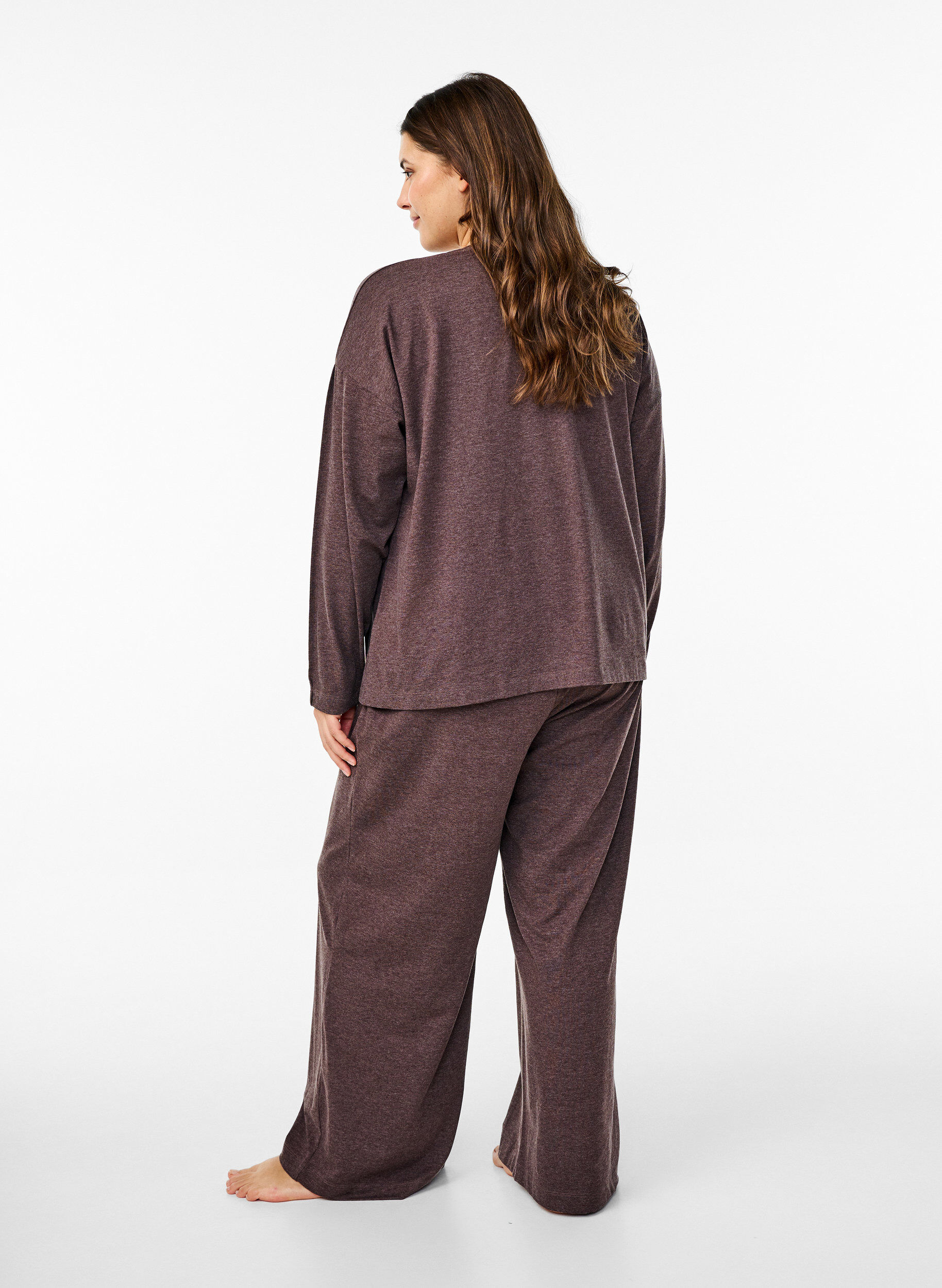 Zizzifashion Jersey trousers with a straight fit and high waist, Bracken Mel., Model image number 1
