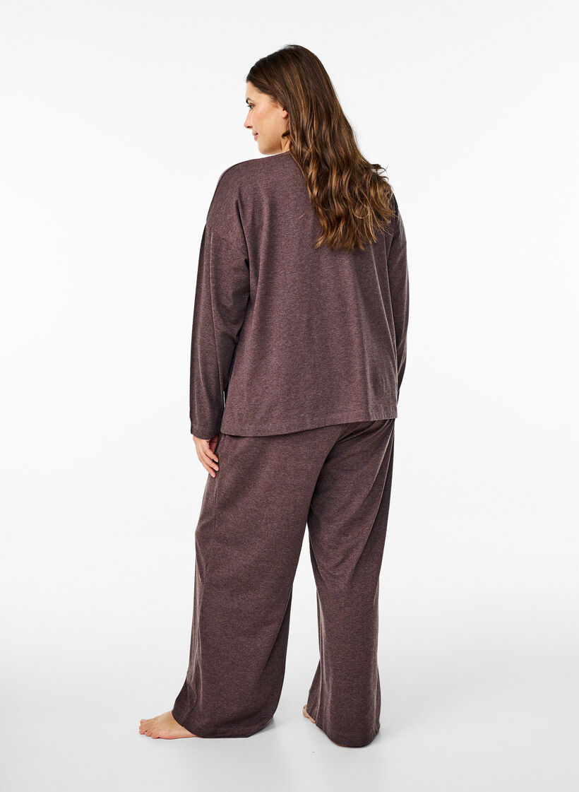 Jersey trousers with a straight fit and high waist, Bracken Mel., Model image number 1