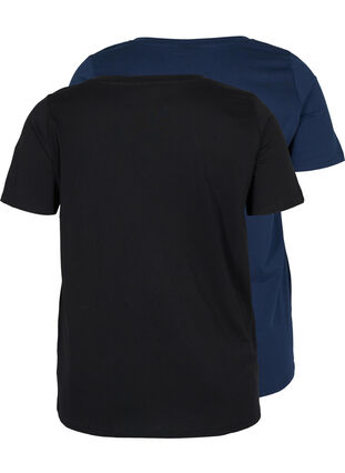 2-pack basic cotton t-shirt, Black/Navy B, Packshot image number 1