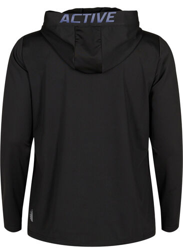 Sports cardigan with quilt and hood, Black, Packshot image number 1