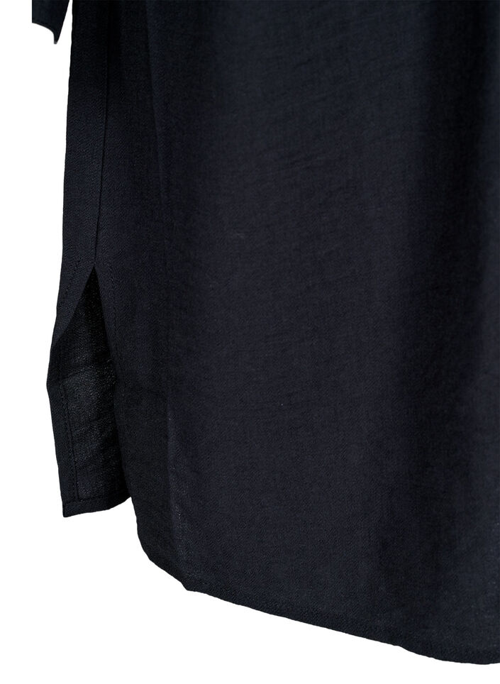 Shirt dress with tie belt and long sleeves, Black, Packshot image number 3