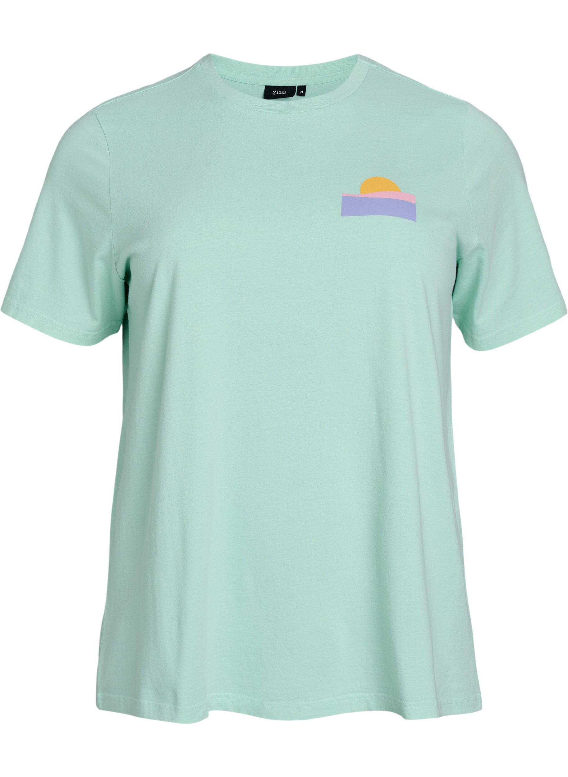 Zizzifashion Organic cotton T-shirt with back print, Green, Packshot image number 0