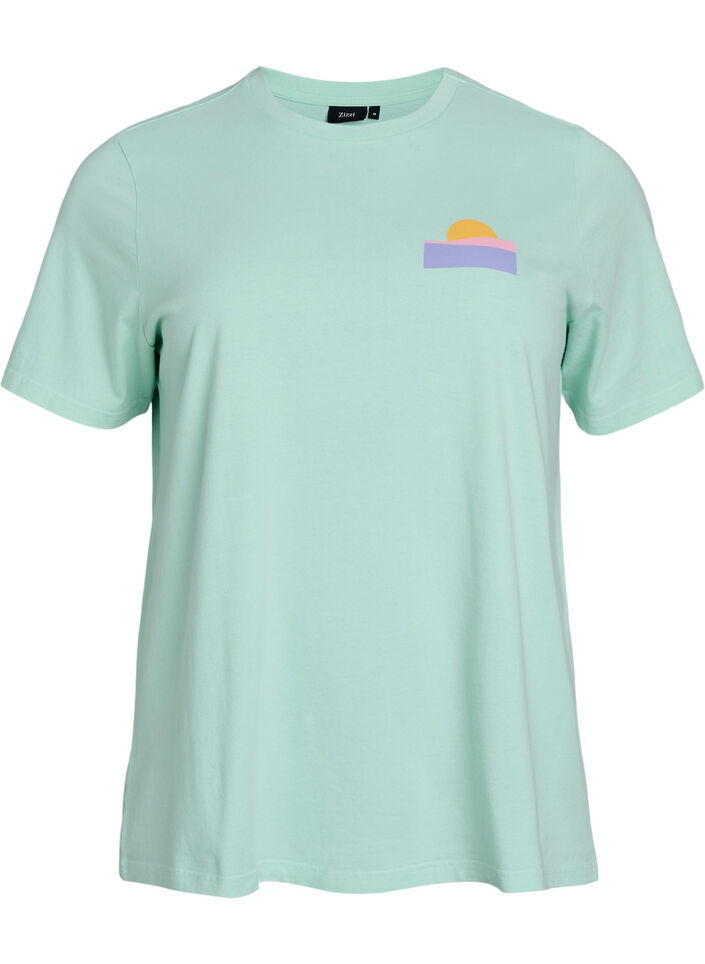 Organic cotton T-shirt with back print, Green, Packshot image number 0