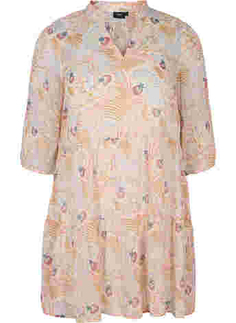 Tunic with floral print and lurex
