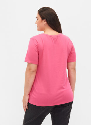 Basic plain cotton t-shirt, Hot Pink, Model image number 1