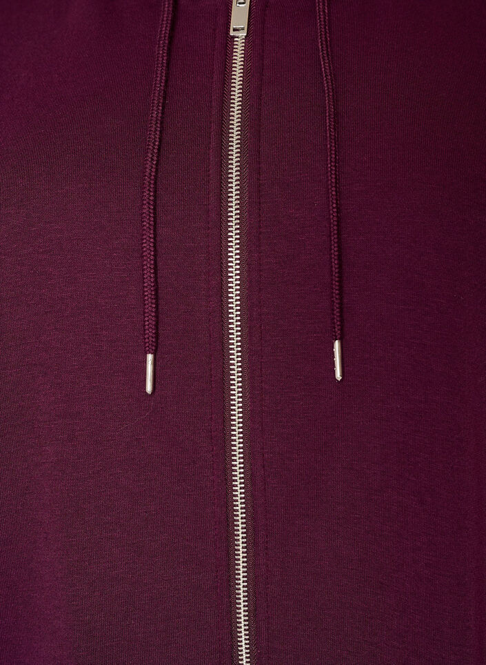 Long hoodie with zip and pockets, Purple, Packshot image number 2