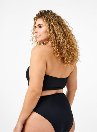 Solid color bandeau bikini top, Black, Model image number 1