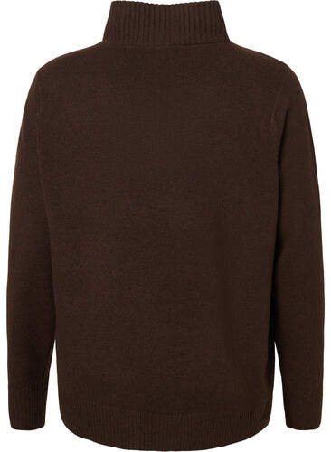 Knitted sweater with zipper, Demitasse/Black Mel., Packshot image number 1